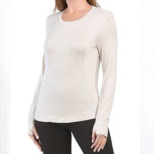 RBX SPORT | LONG SLEEVE PEACH SKIN FITTED SHIRT | THERMAL ACTIVEWEAR SAND SIZE S